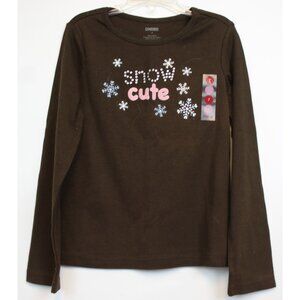 2008 Gymboree Winter Snowflake Brown Shirt SNOW CUTE Rhinestones Snowflakes sz 9